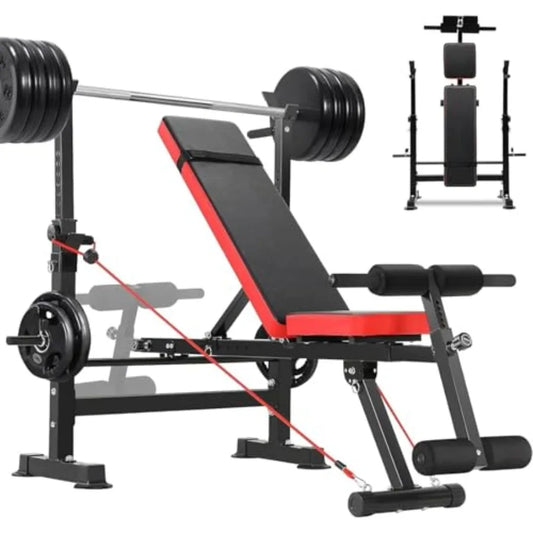 Adjustable Flat Incline Decline Weight Bench With Squat Rack