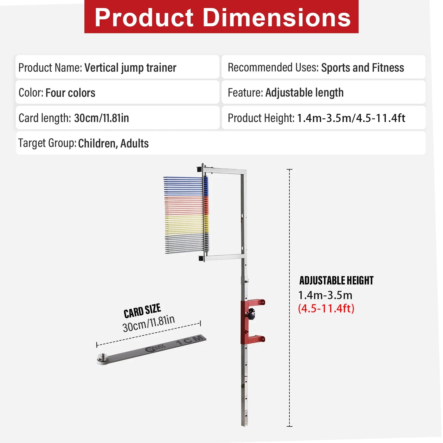 Vertical Jump Tester, Adjustable Height Wall Mounted Training Tool