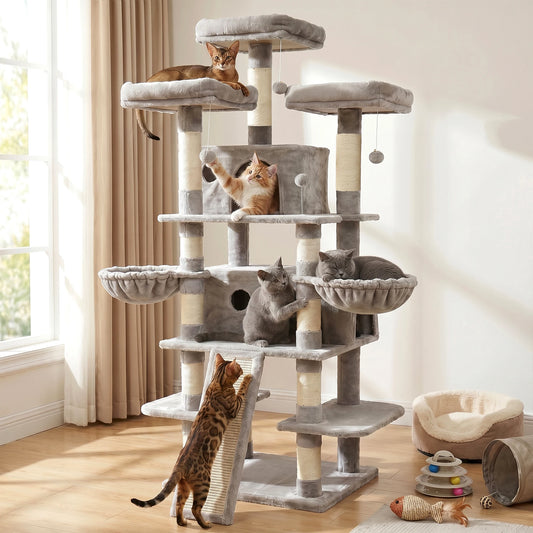 Four Tier Cat Tree With Condos And Scratching Posts