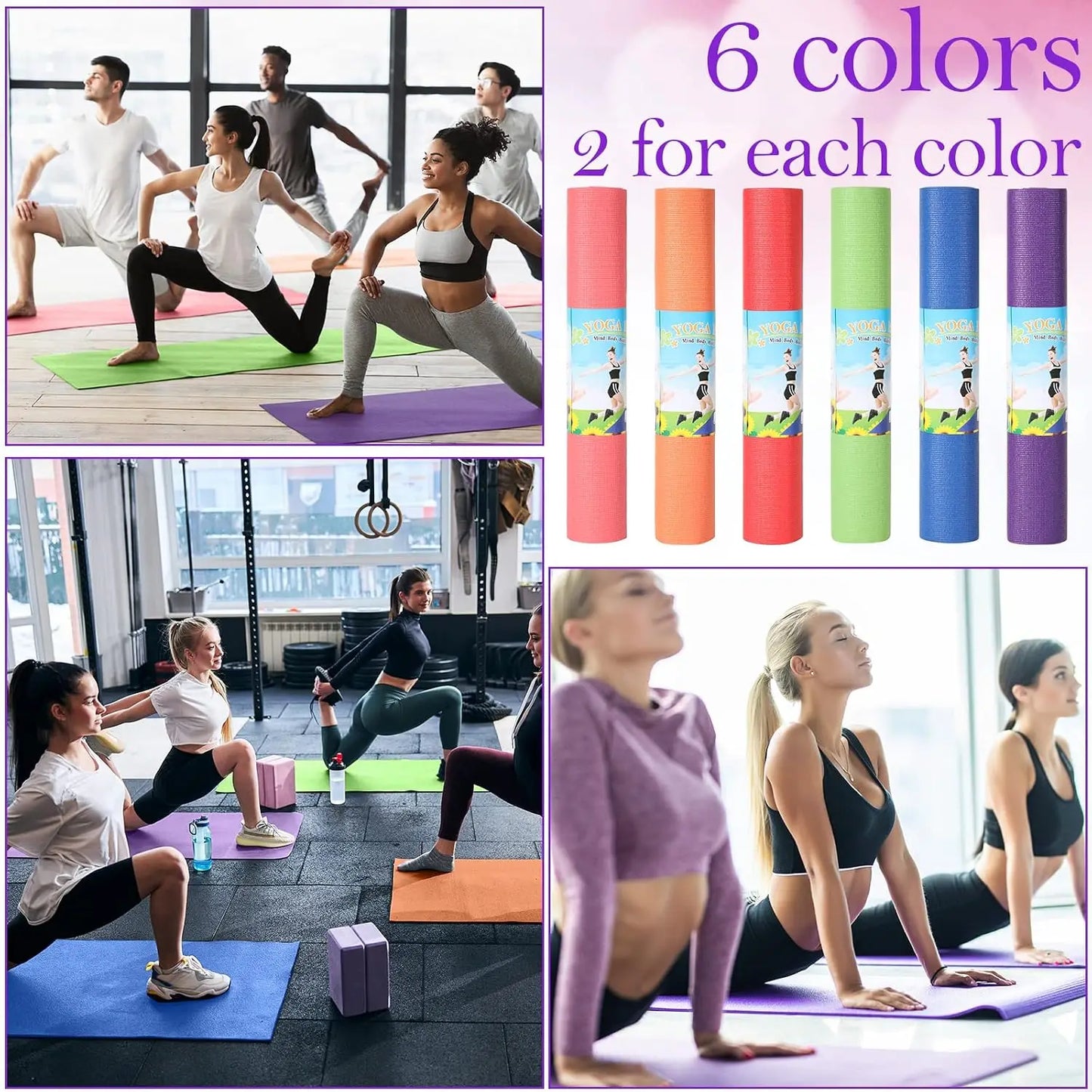 12 Pack Yoga Mats Non Slip Exercise Mats Home Gym