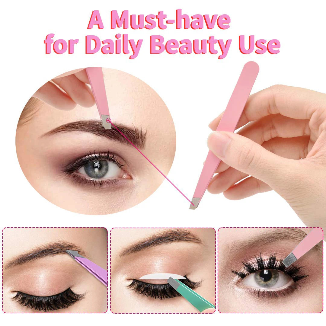 6 Pack Eyebrow Tweezers Set Professional Stainless Steel Ingrown Hair