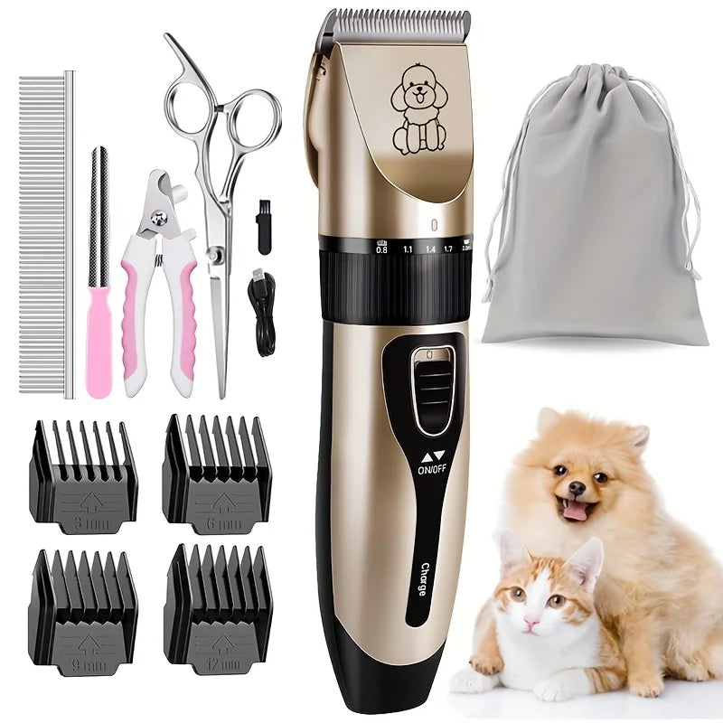 Rechargeable Professional Pet Grooming Clipper Kit With Ceramic Blade