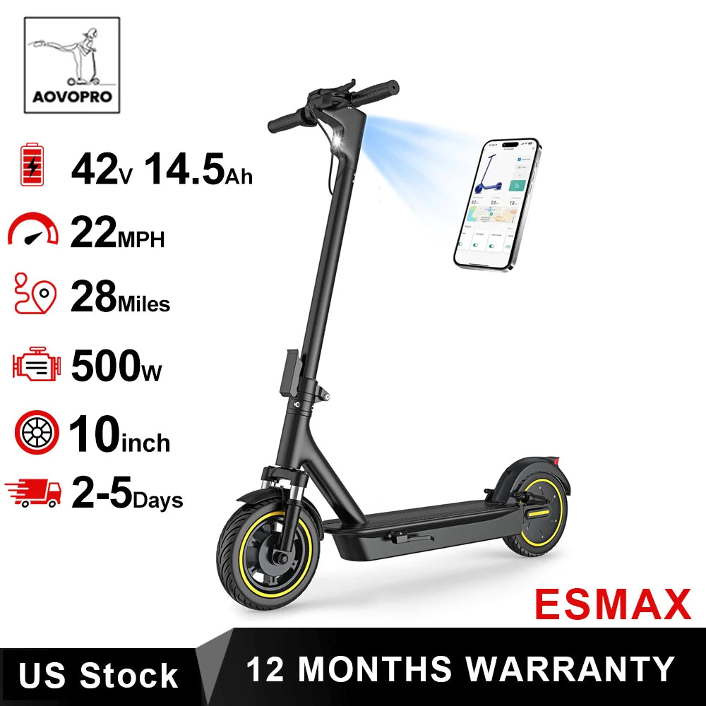 AOVOPRO ESMAX Electric Scooter 500W 22mph Folding Shock Absorbing