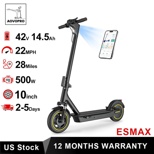 AOVOPRO ESMAX Electric Scooter 500W 22mph Folding Shock Absorbing