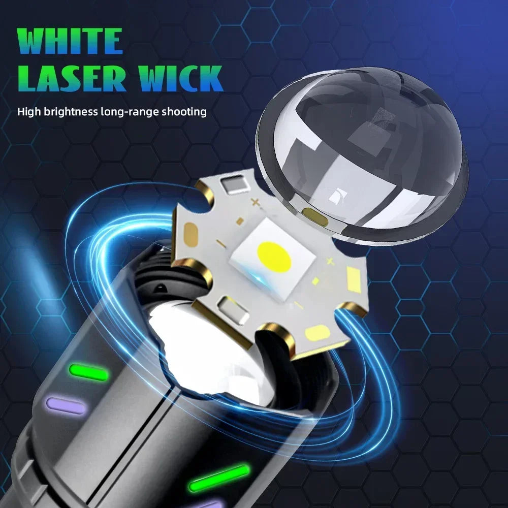 VASTFIRE Bright LED White Laser Flashlight Zoom Torch