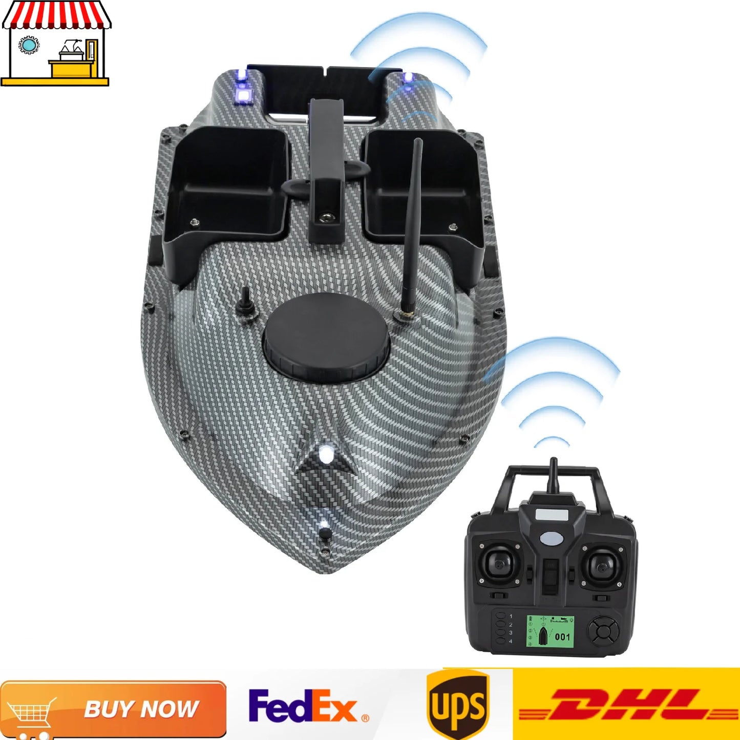 Rechargeable GPS Fishing Bait Boat With Dual Batteries