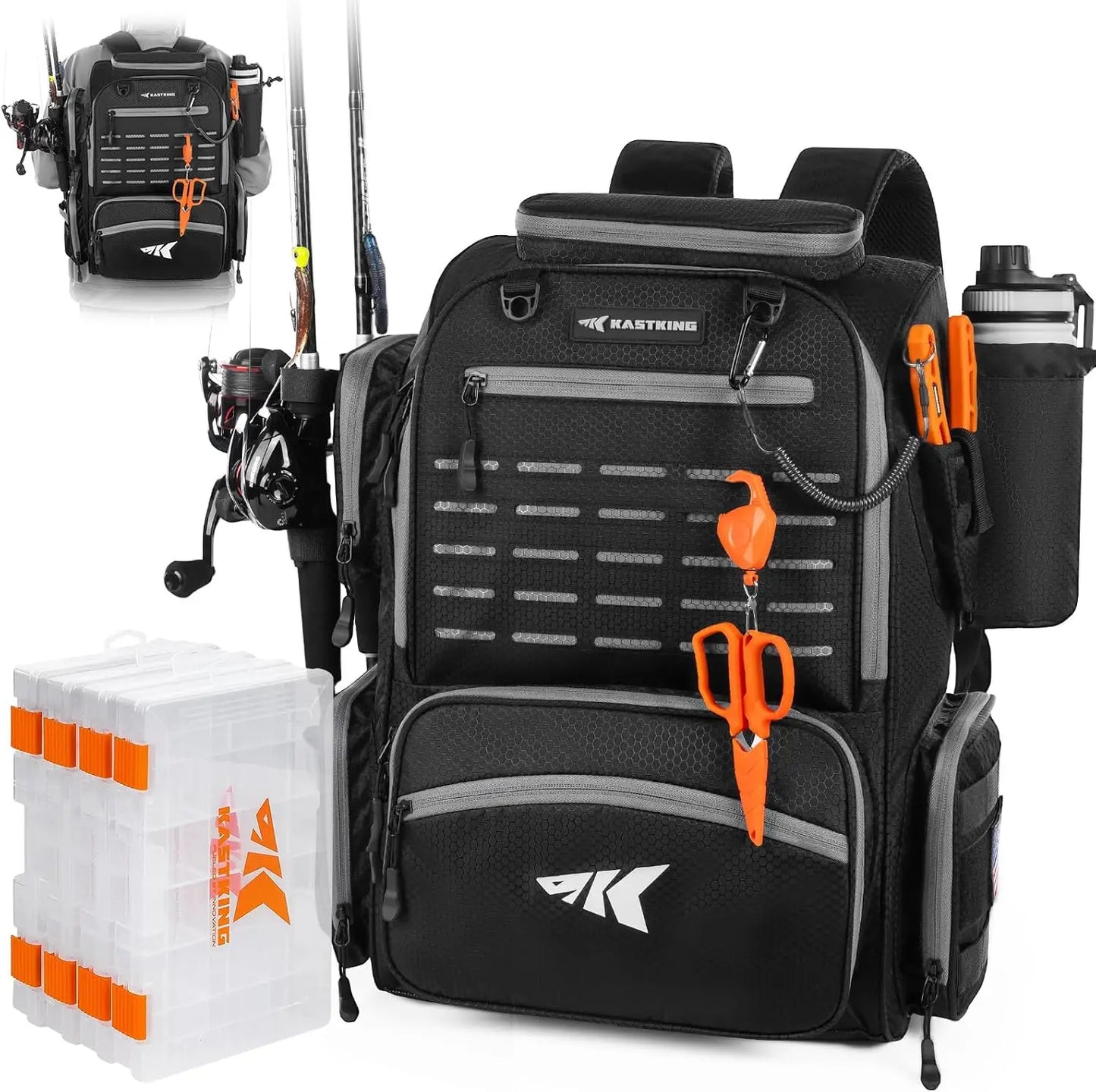 Waterproof Fishing Backpack With Rod Holders And Tackle Boxes
