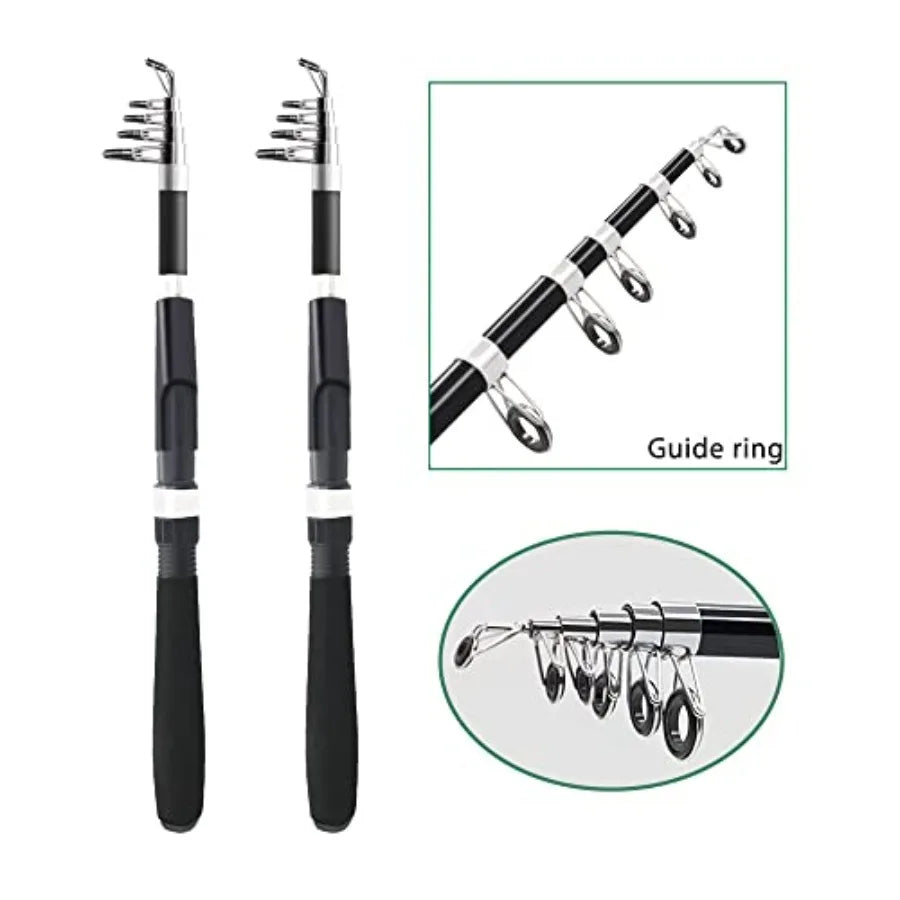 Carbon Fiber Telescopic Fishing Pole Combo With Reels And Lures