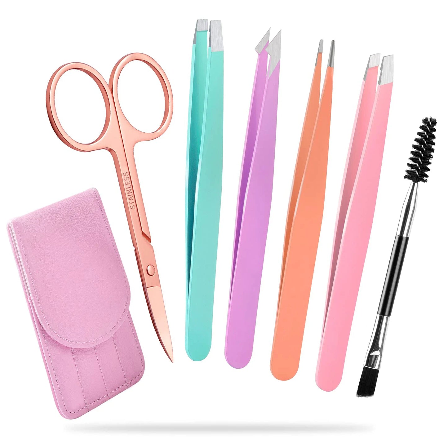 6 Pack Eyebrow Tweezers Set Professional Stainless Steel Ingrown Hair