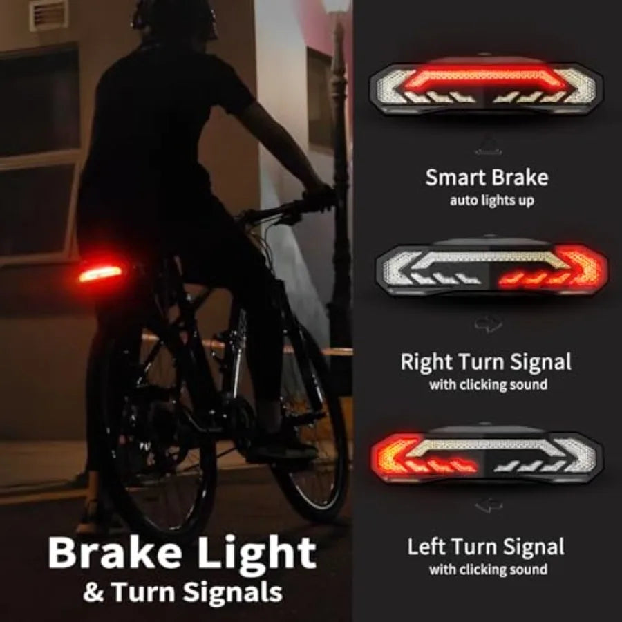 Smart Bike Tail Light With Turn Signals And Remote Alarm