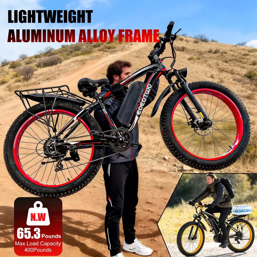 EOEOTWO 1500W Electric Bike 48V 15Ah Fat Tire E-Bike