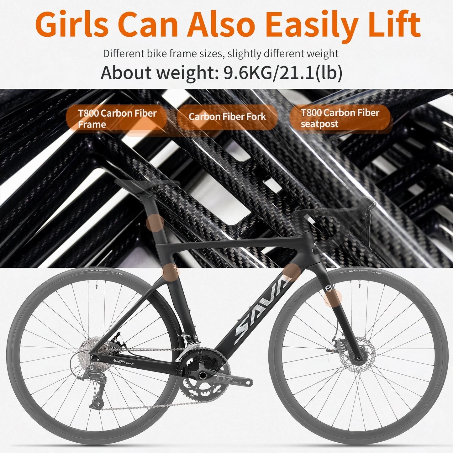 SAVA Carbon Fiber Racing Road Bicycle Integrated Handlebar