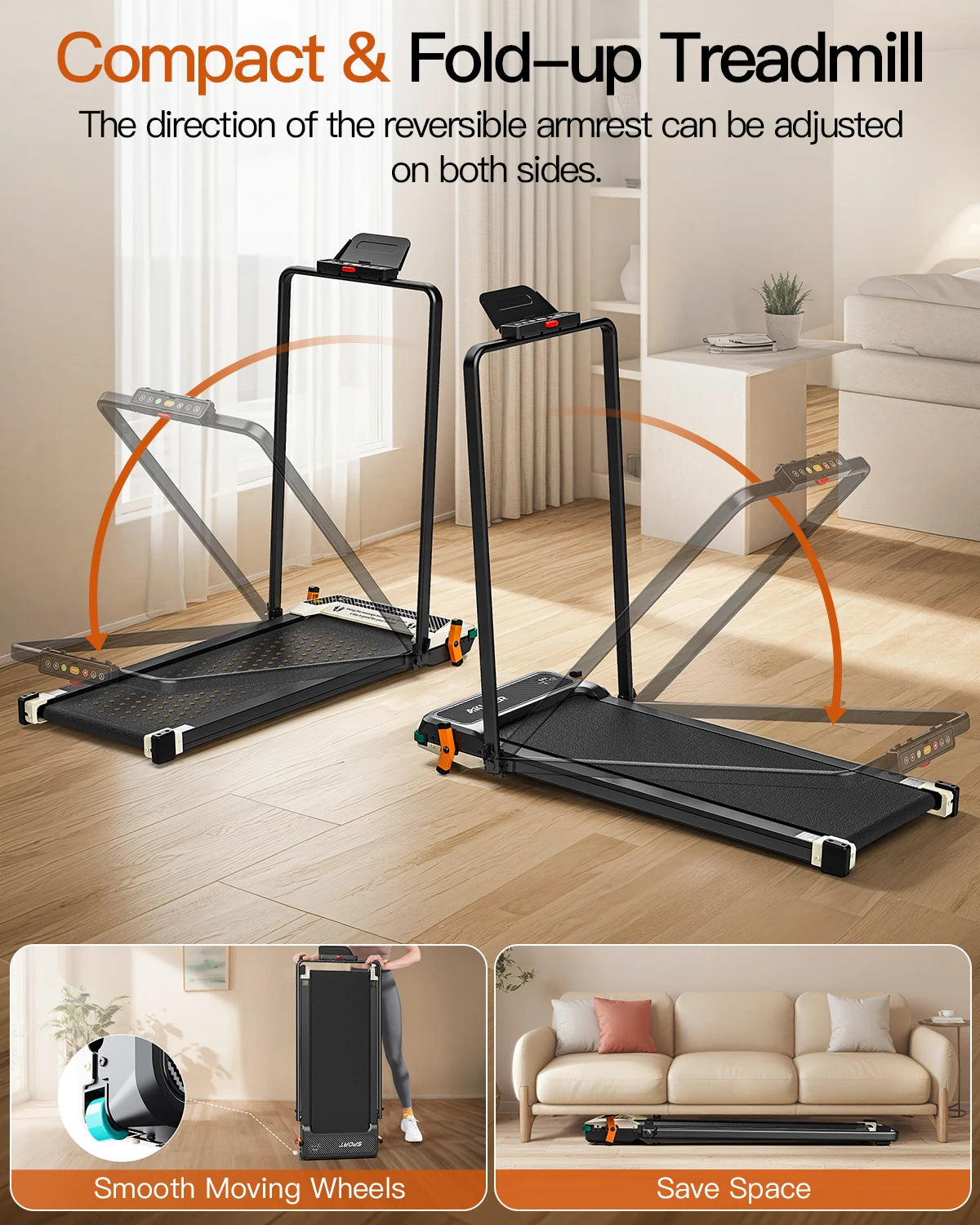 AKLUER Walking Pad Treadmill 2.5HP LCD Display For Home Use