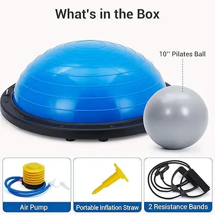Half Exercise Ball Balance Trainer With Bands For Yoga Pilates