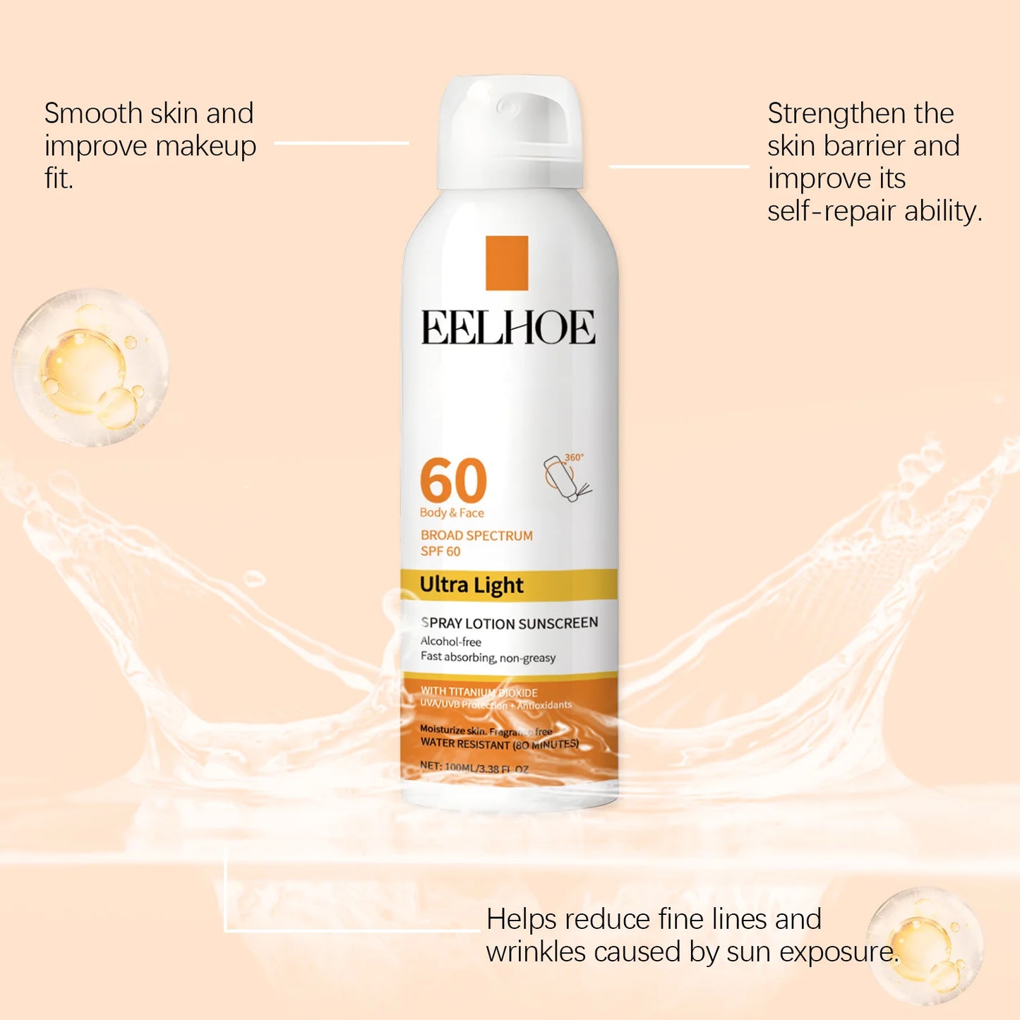 Eelhoe Vitamin E Sunscreen Spray Long Lasting Moisturizing UV Shield