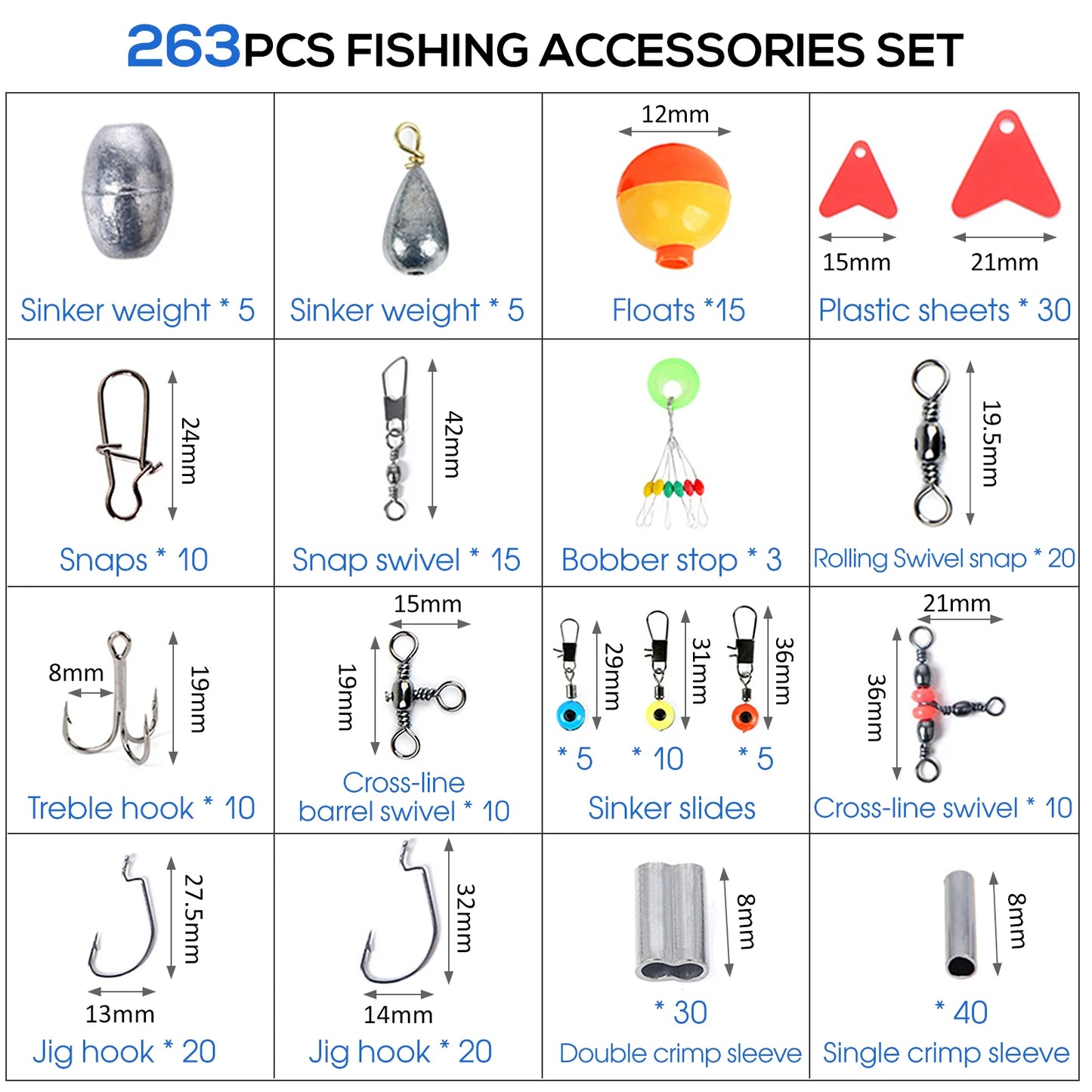 Docooler 263 Piece Fishing Accessories Set With Tackle Box