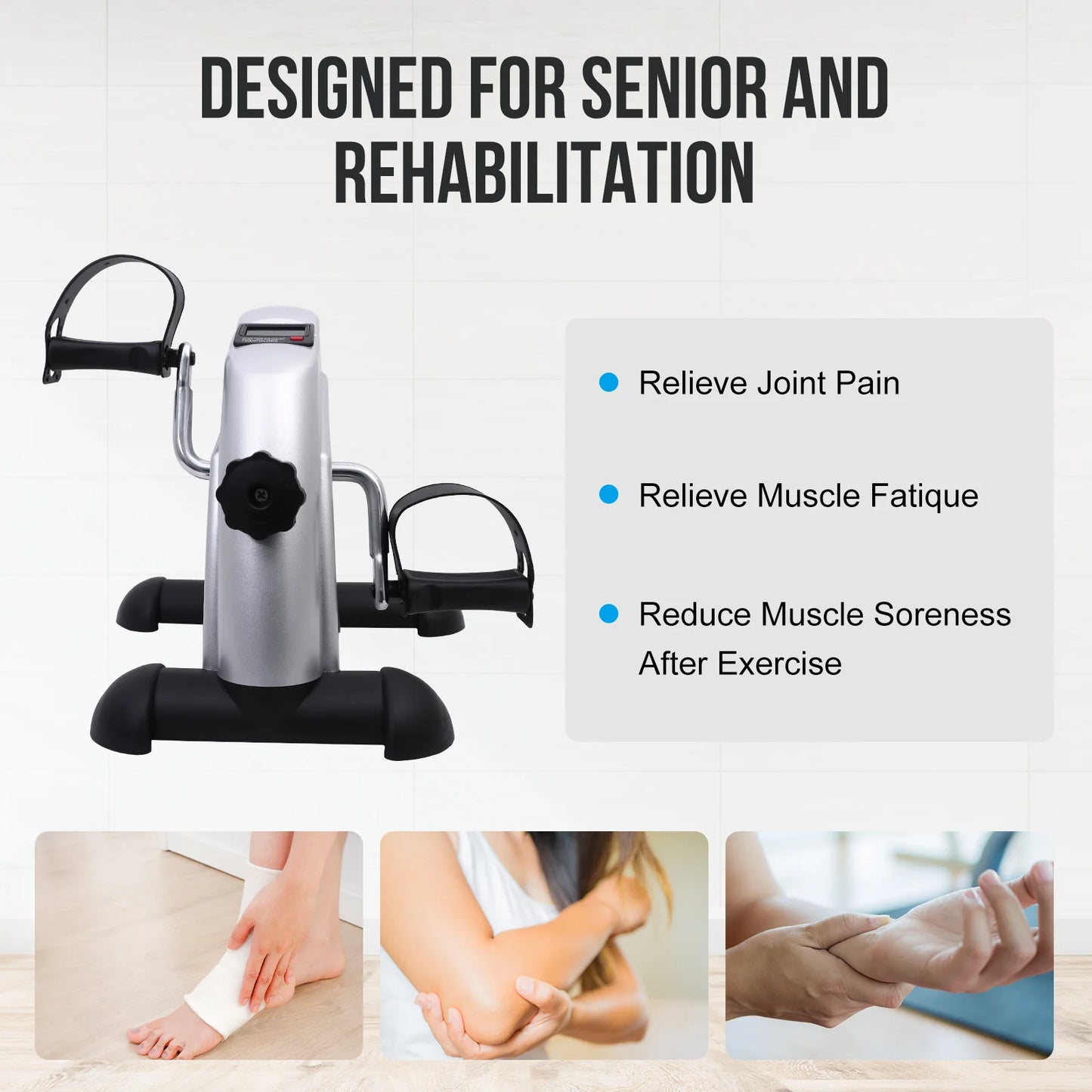 Portable Mini Exercise Bike Under Desk Pedal Exerciser LCD