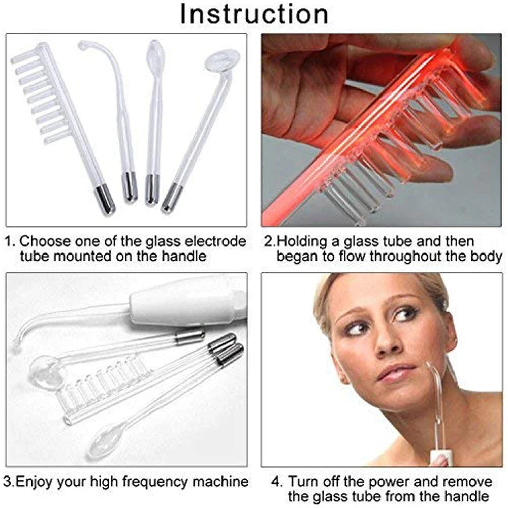 4-in-1 High Frequency Facial Device With Electrotherapy Wand
