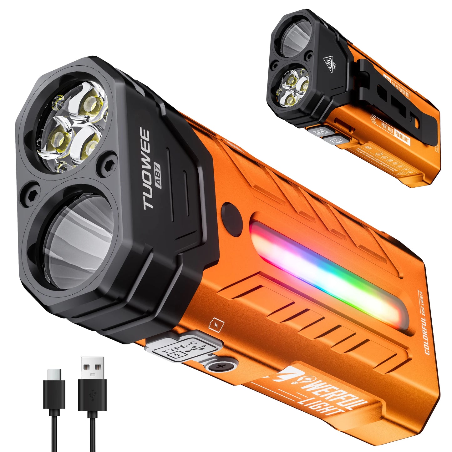 Rechargeable Magnetic LED Flashlight 5000LM with 55 Modes RGB