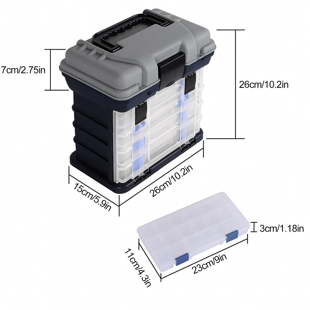 YJ 4 Tier Fishing Tackle Box With Adjustable Dividers