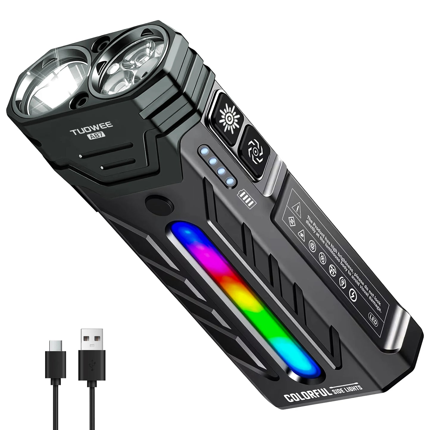 Rechargeable Magnetic LED Flashlight 5000LM with 55 Modes RGB