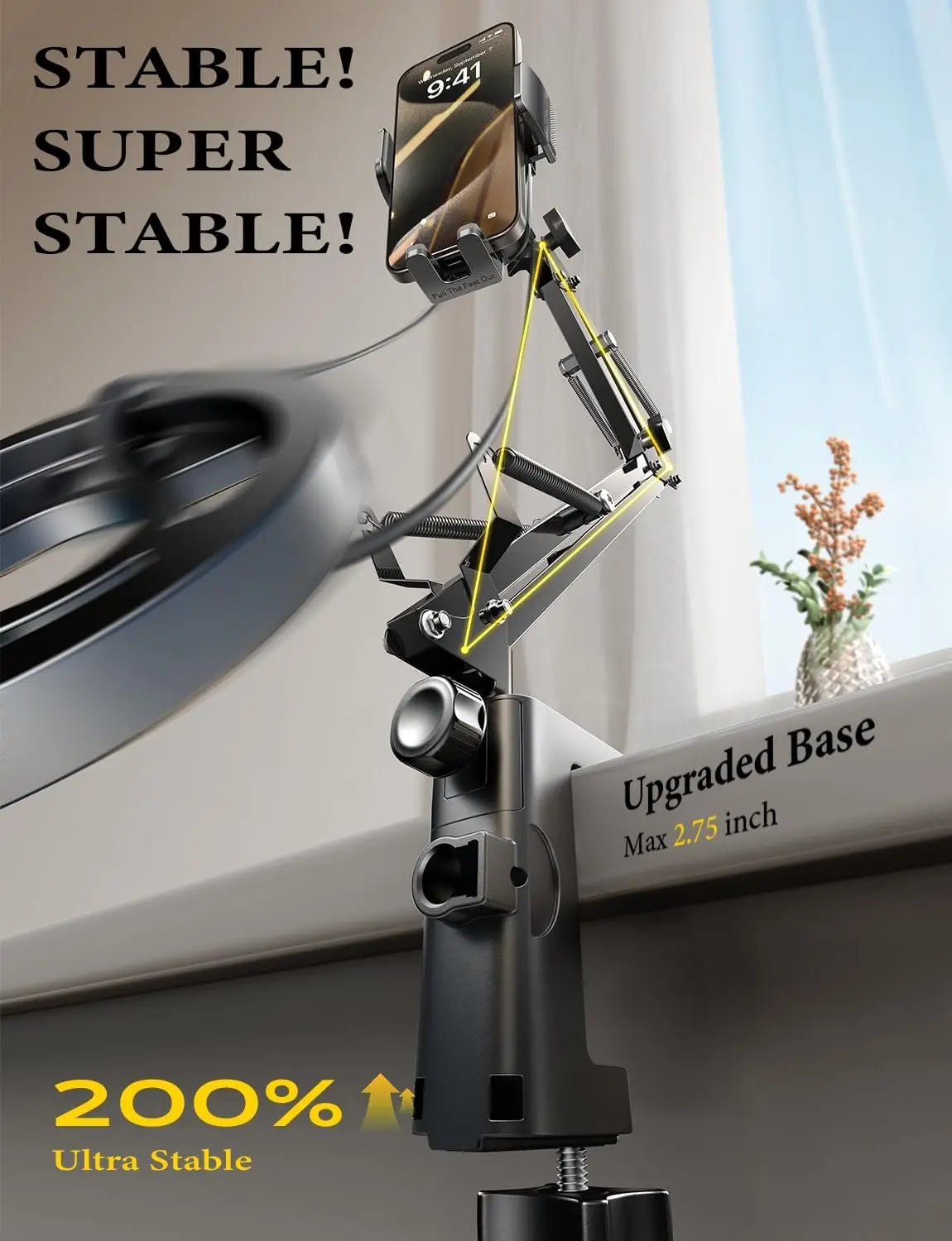 Gooseneck Phone Holder For Bed Desk With Flexible Arm Clamp