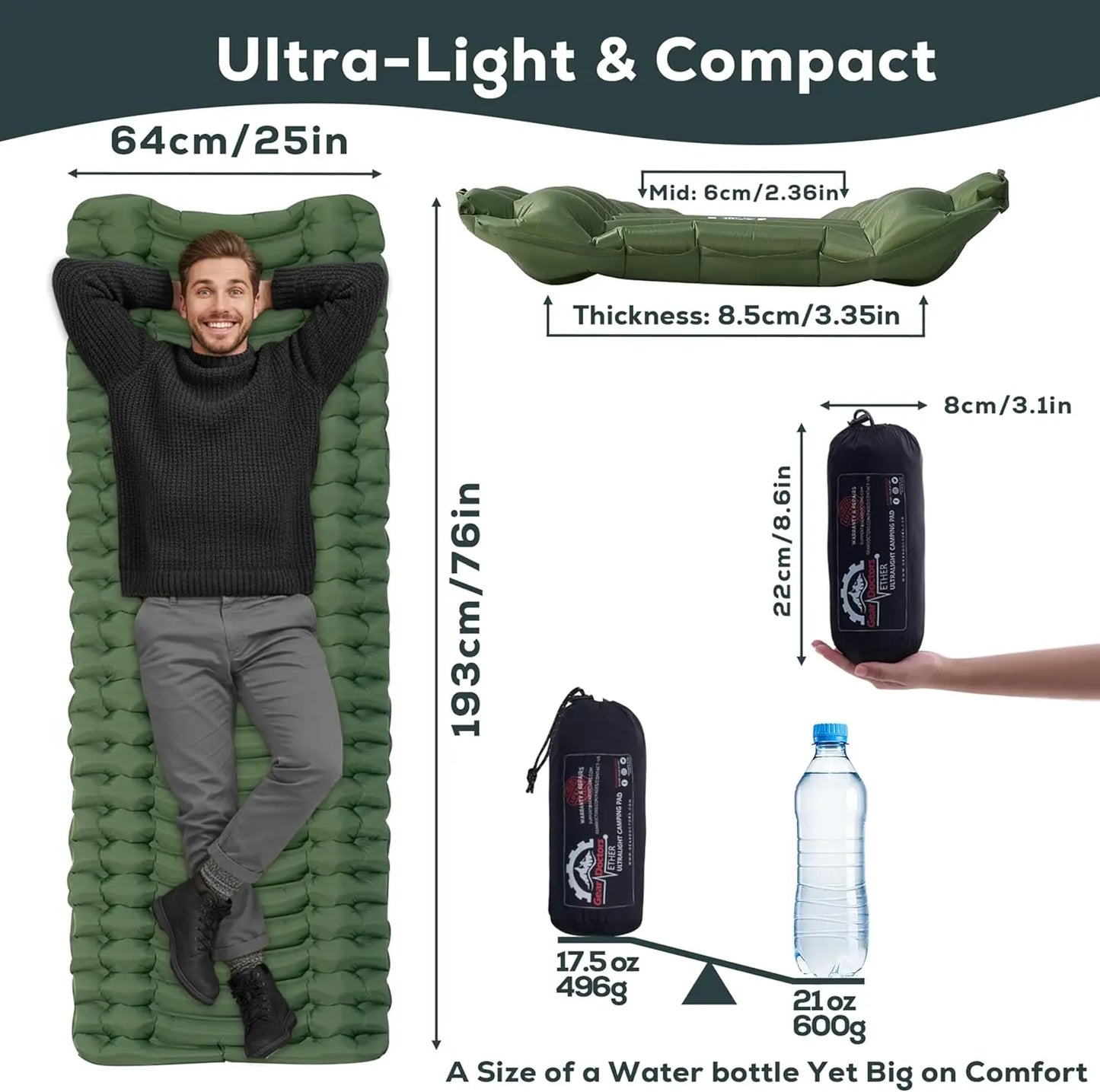 Gear Doctors Ether Ultralight Camping Sleeping Pad For Backpacking