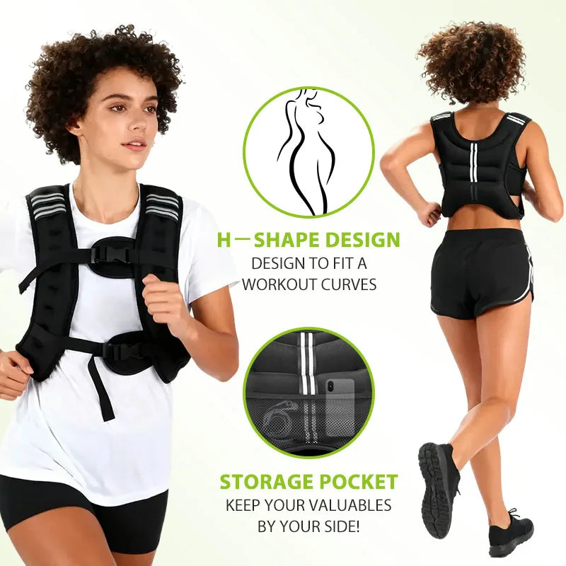 Weight Vest With Reflective Stripe Pocket For Workout Running