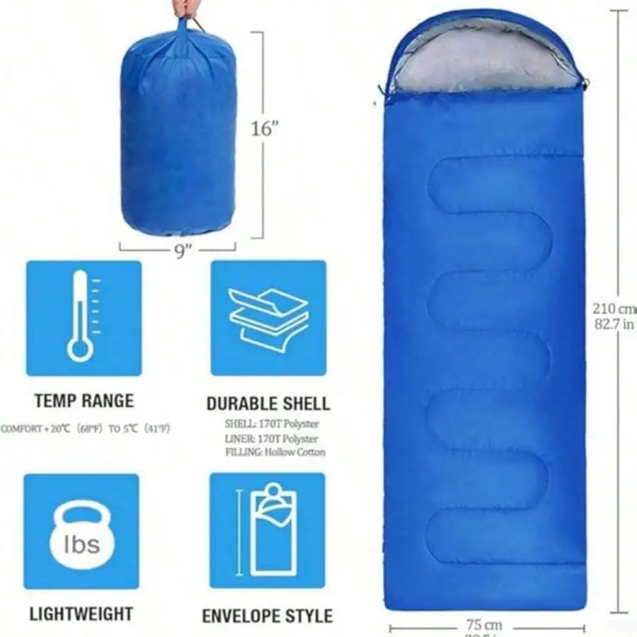 SB300 Lightweight Polyester Sleeping Bag For Adults 5C To 0C Hiking