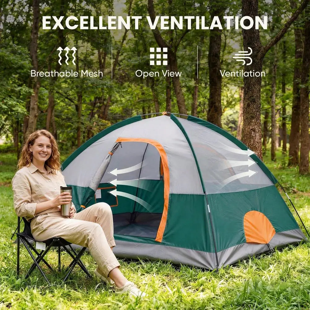 Sweetcrispy Waterproof Windproof Dome Tent For Camping With Rainfly