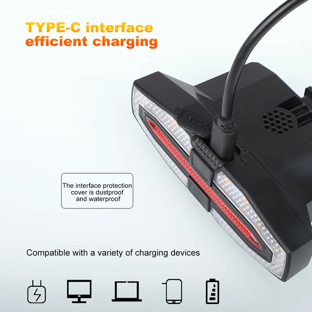 Solar LED Bicycle Taillight With Remote Control Type C Charging IPX5