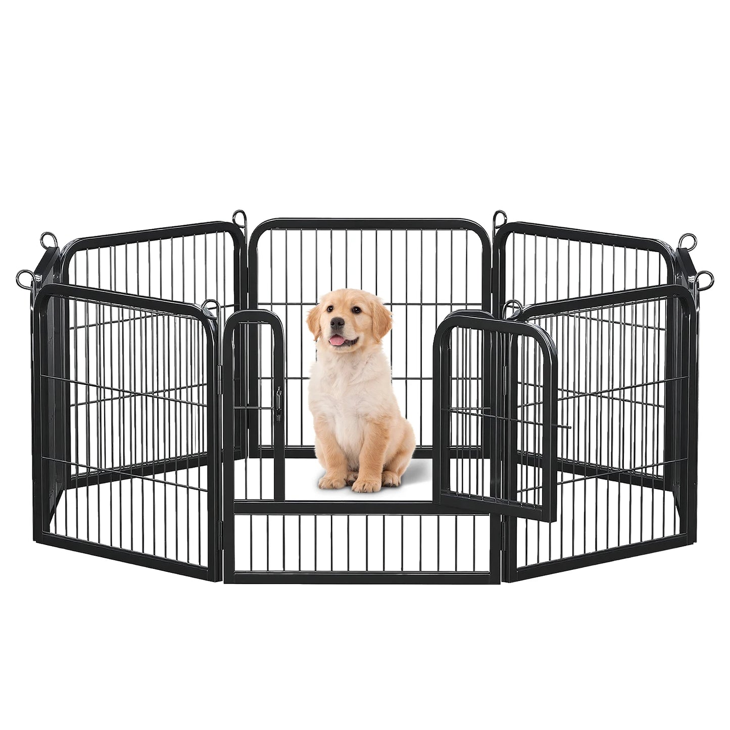 PEQULTI Heavy-Duty Metal Puppy Playpen for Indoor and Outdoor Use