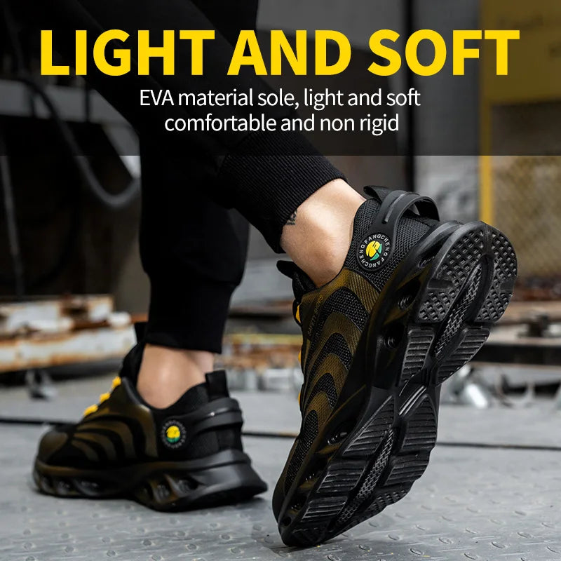 Men's Lace-Free Breathable Safety Shoes Anti-Puncture