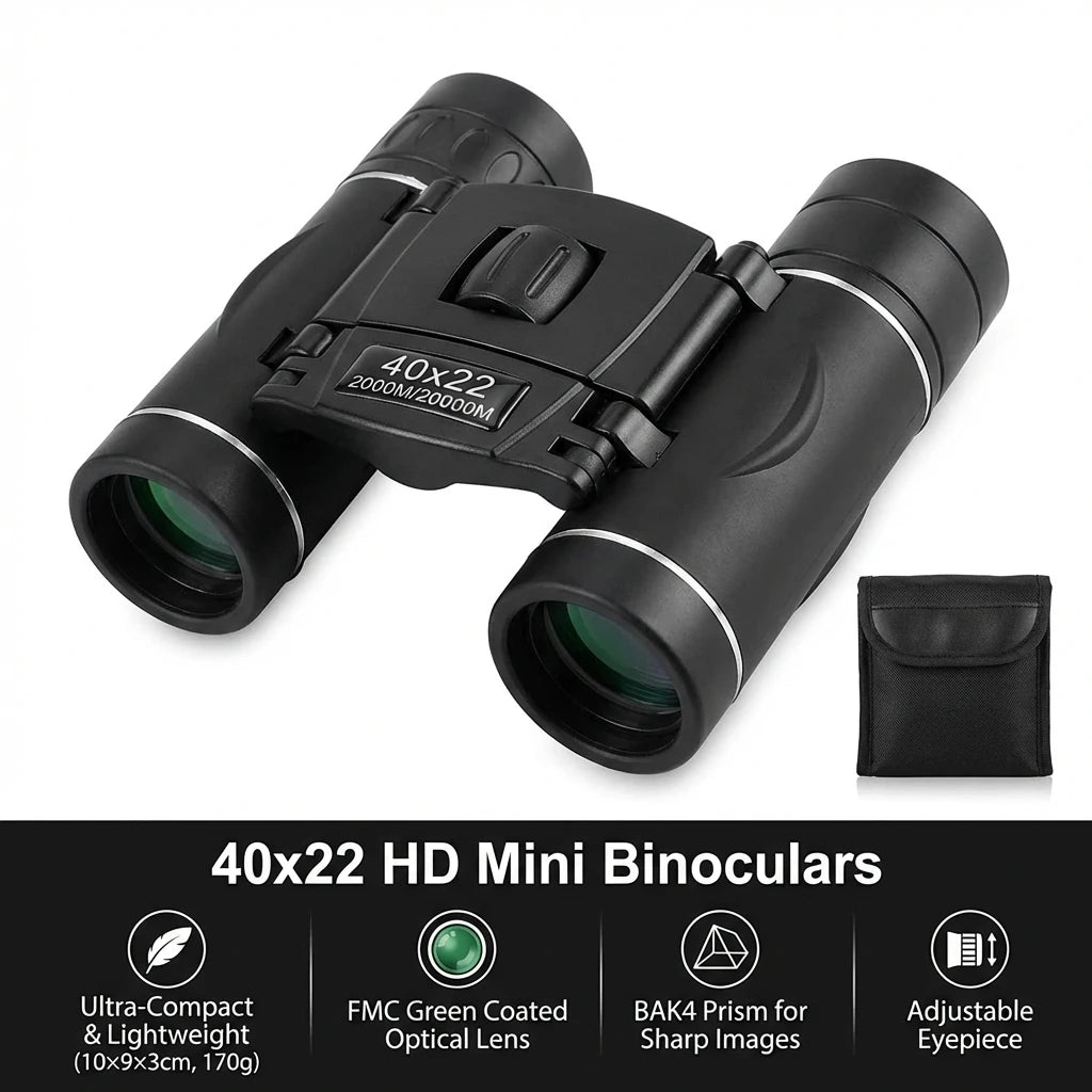 HD 8x22 Binoculars With FMC Coatings BAK4 Prisms Folding