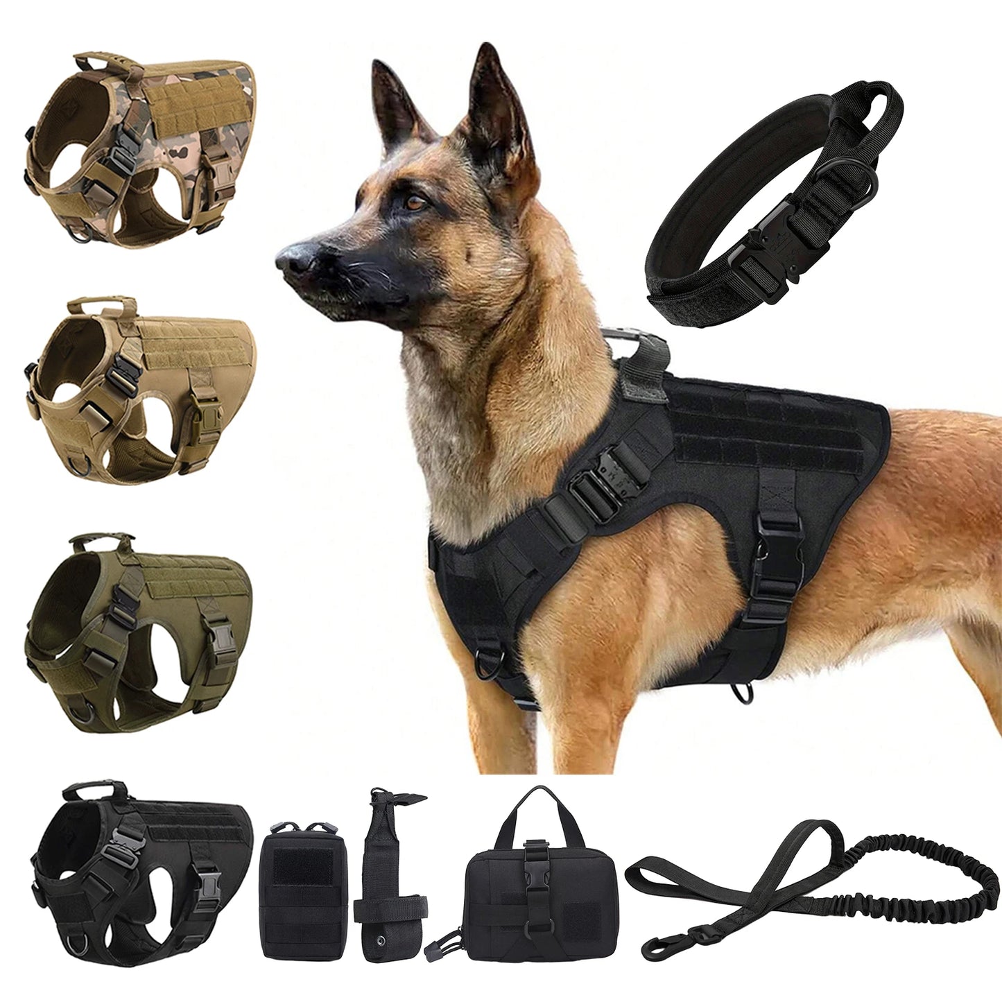 PETRAVEL Tactical Dog Harness Leash Molle Pouches