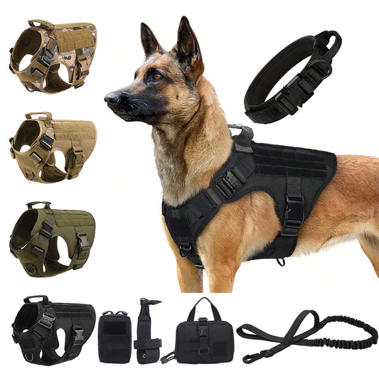 PETRAVEL Tactical Dog Harness Leash Molle Pouches