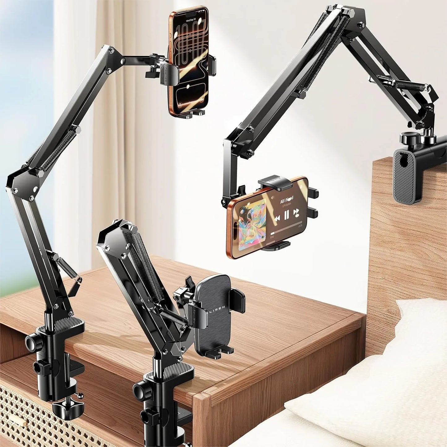 Gooseneck Phone Holder For Bed Desk With Flexible Arm Clamp
