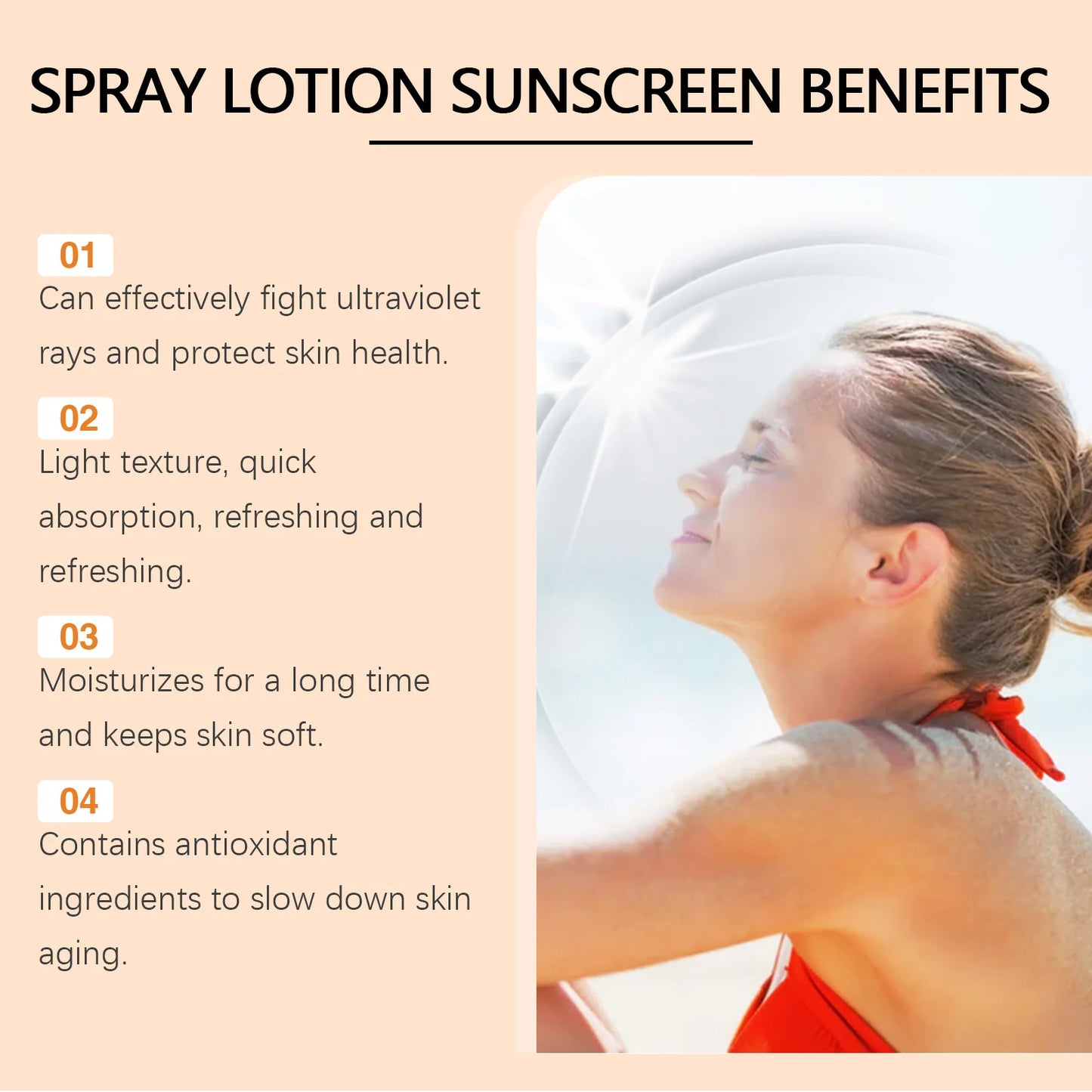 Eelhoe Vitamin E Sunscreen Spray Long Lasting Moisturizing UV Shield