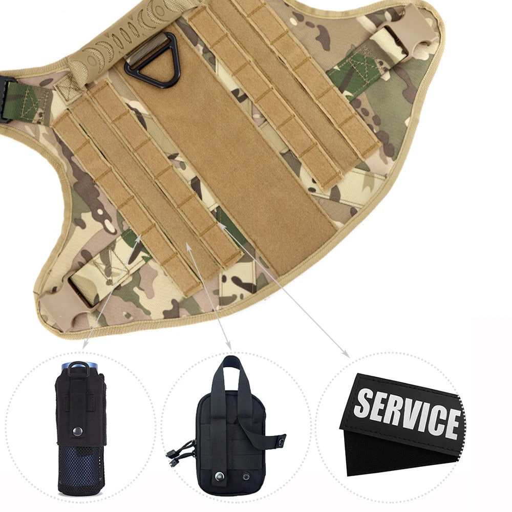 PETRAVEL Military Large Dog Harness Vest Set for Malinois Training