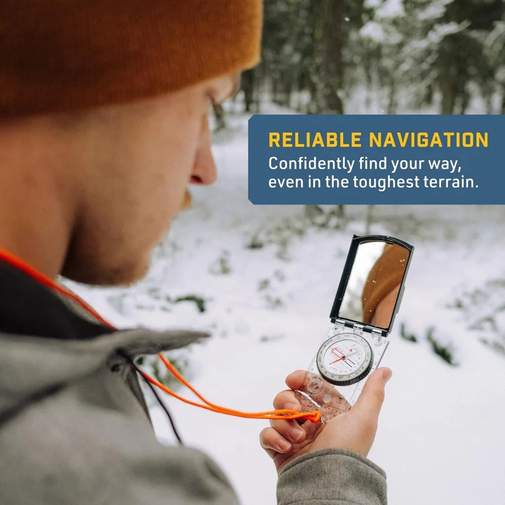 Adjustable Declination Baseplate Compass for Hiking and Navigation