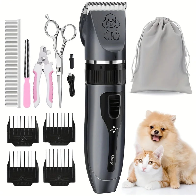 Rechargeable Professional Pet Grooming Clipper Kit With Ceramic Blade