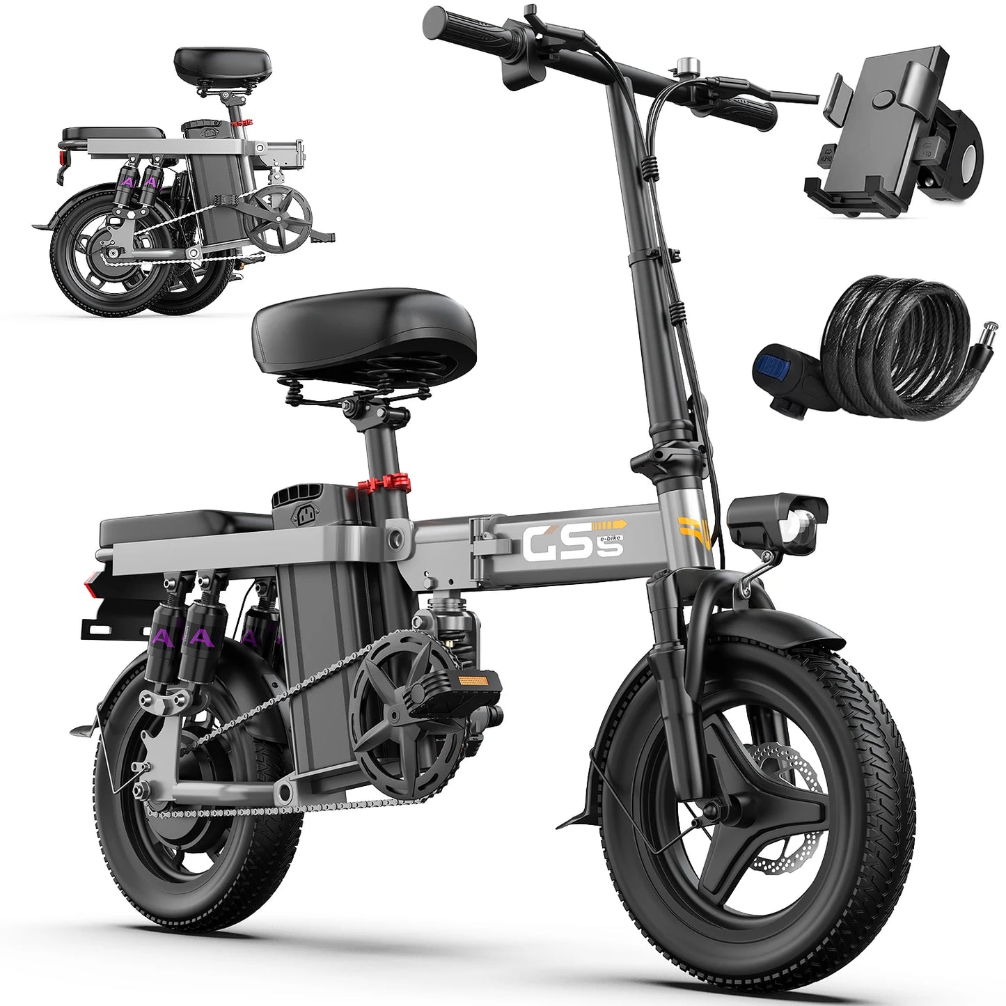 UPlee GS5 Folding Electric Bike 48V 15Ah 20 Miles Range