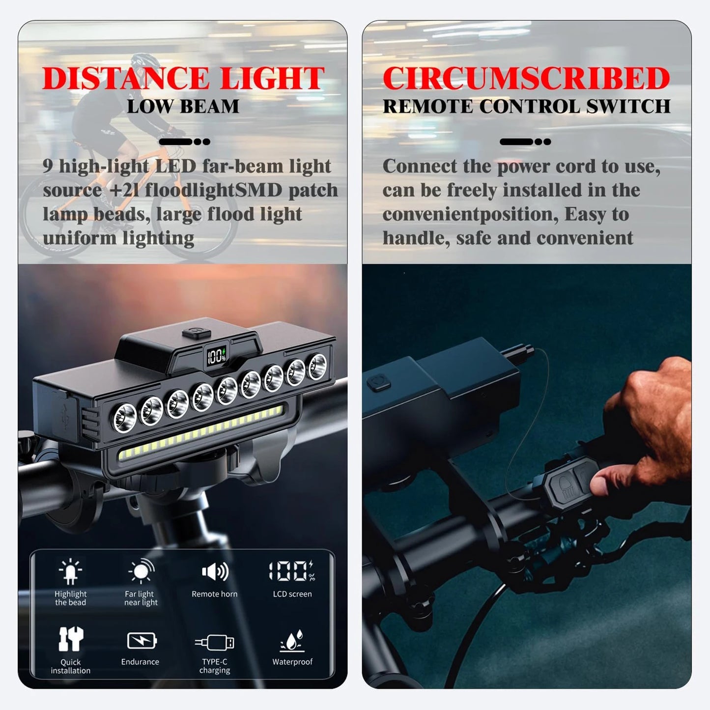 NovaSphere 9 LED Bike Light With 7 Modes IPX5