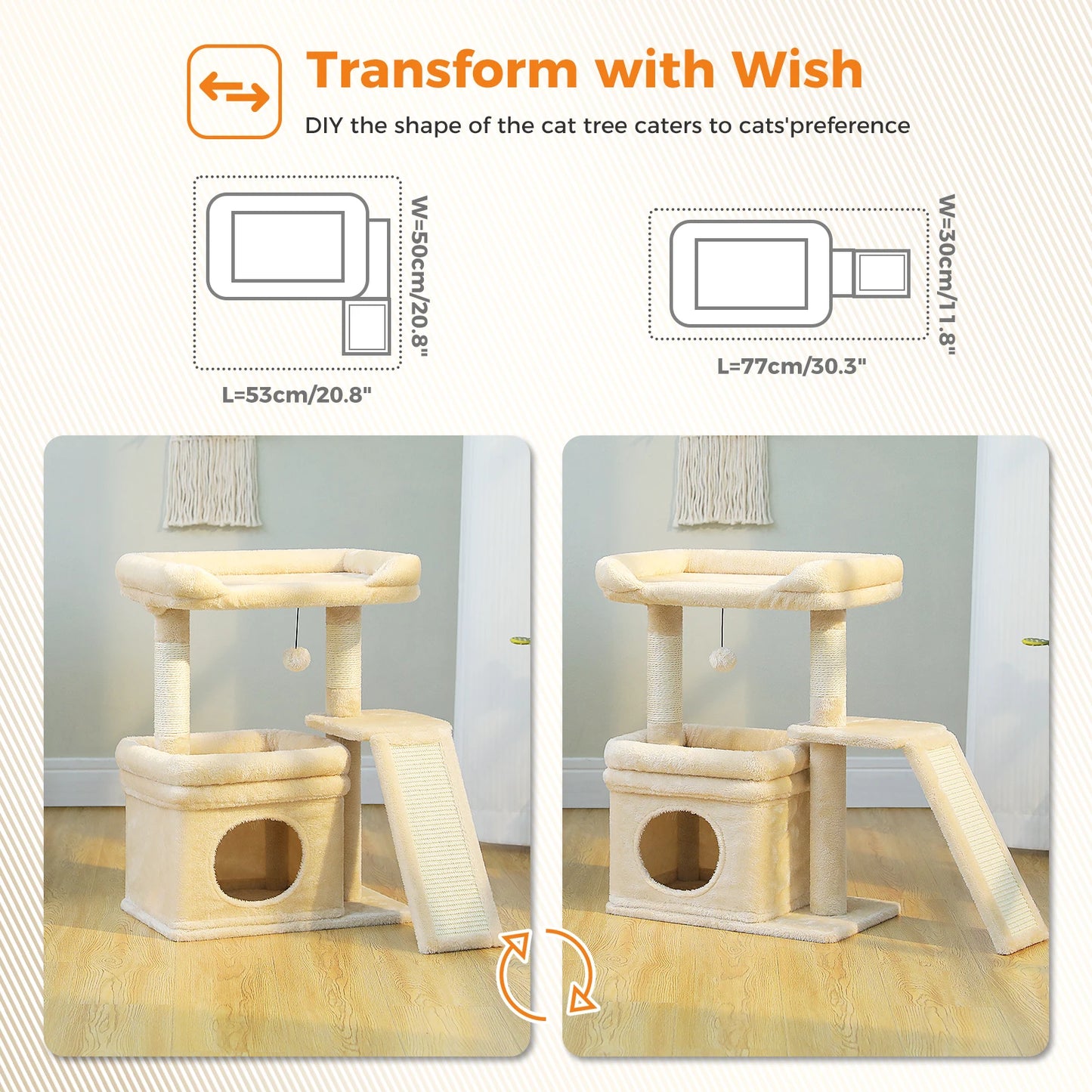 PAWZ Road Cat Tree Indoor Tower With Sisal Scratching Post And Perch