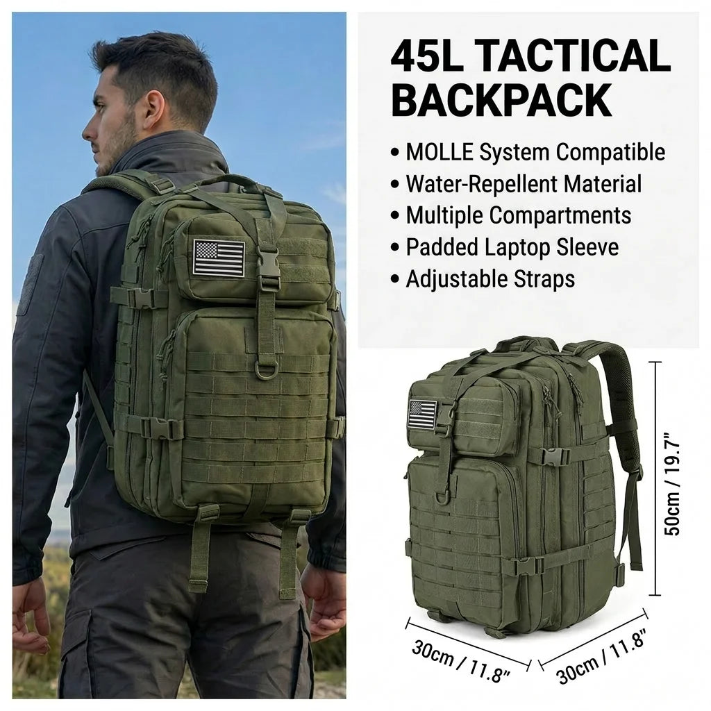 ReFire Gear 45L Men's Tactical Molle Hiking Backpack For Camping