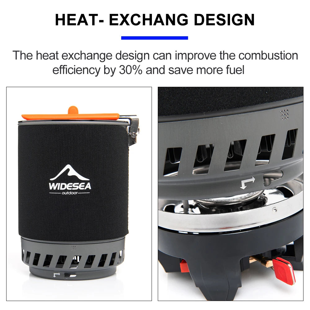 Widesea Camping Cooking System With Heat Exchanger Outdoor Gas Burner Stove