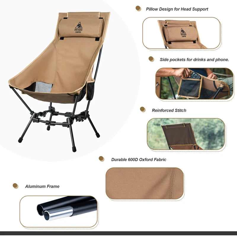 OneTigris Portable High Back Folding Camping Chair