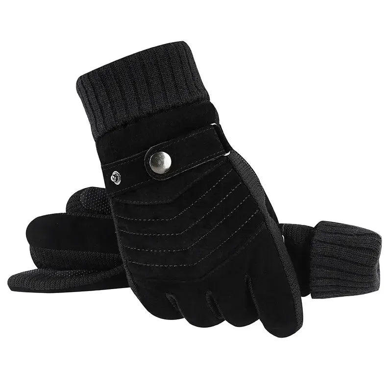 Winter Cycling Gloves Windproof Leather Touch Screen