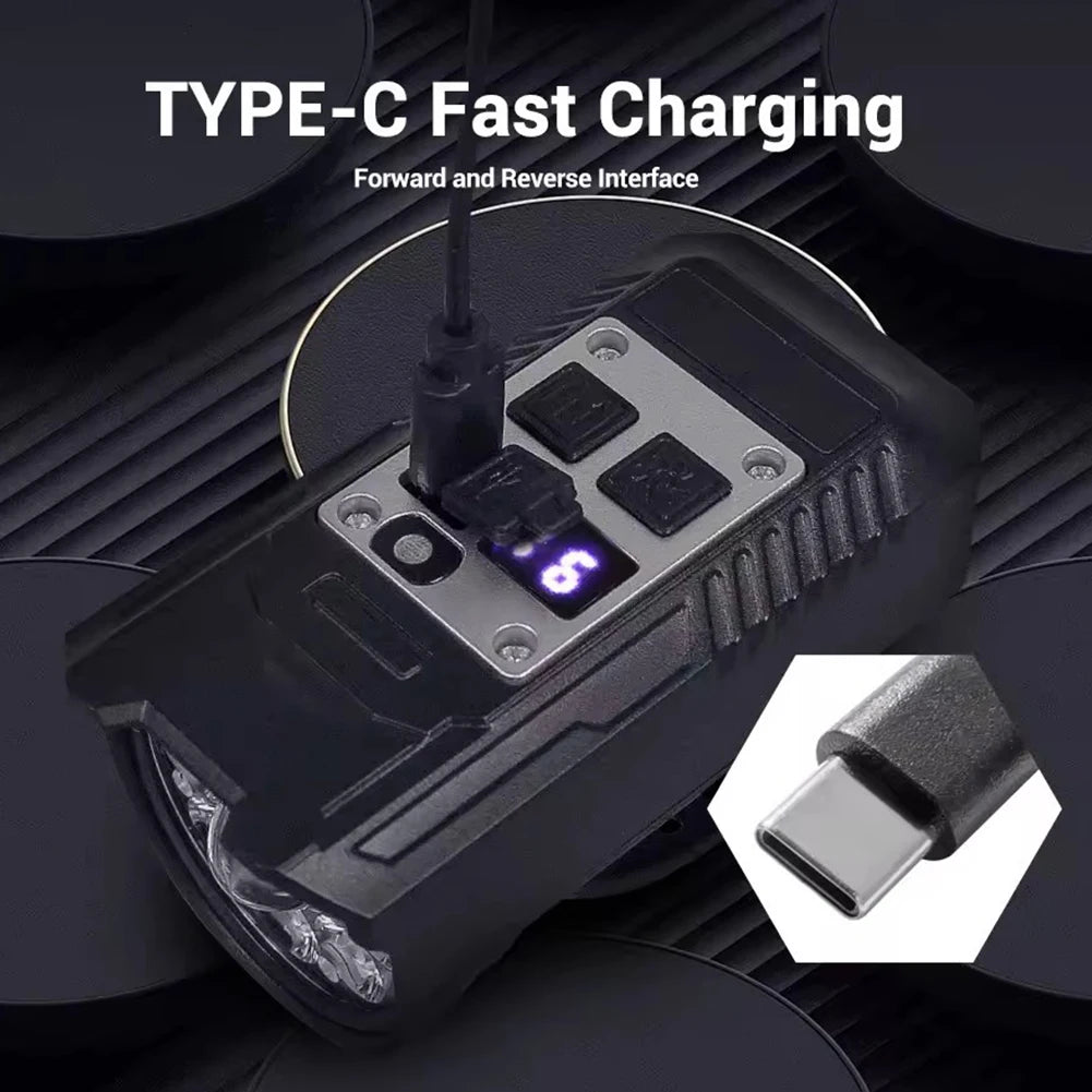 9 LED Type C Rechargeable Bike Front Light With Sensor