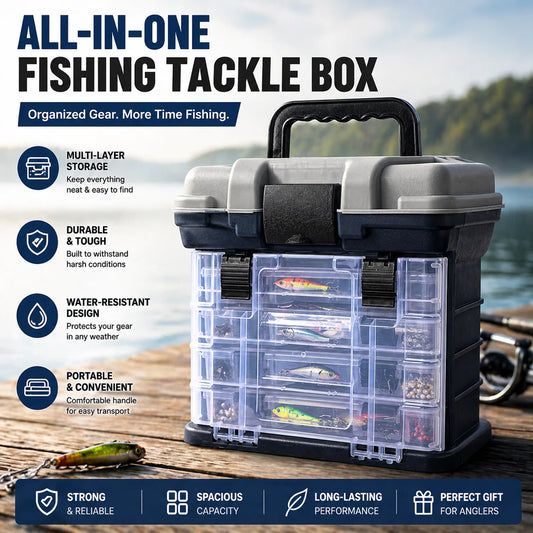 YJ 4 Tier Fishing Tackle Box With Adjustable Dividers